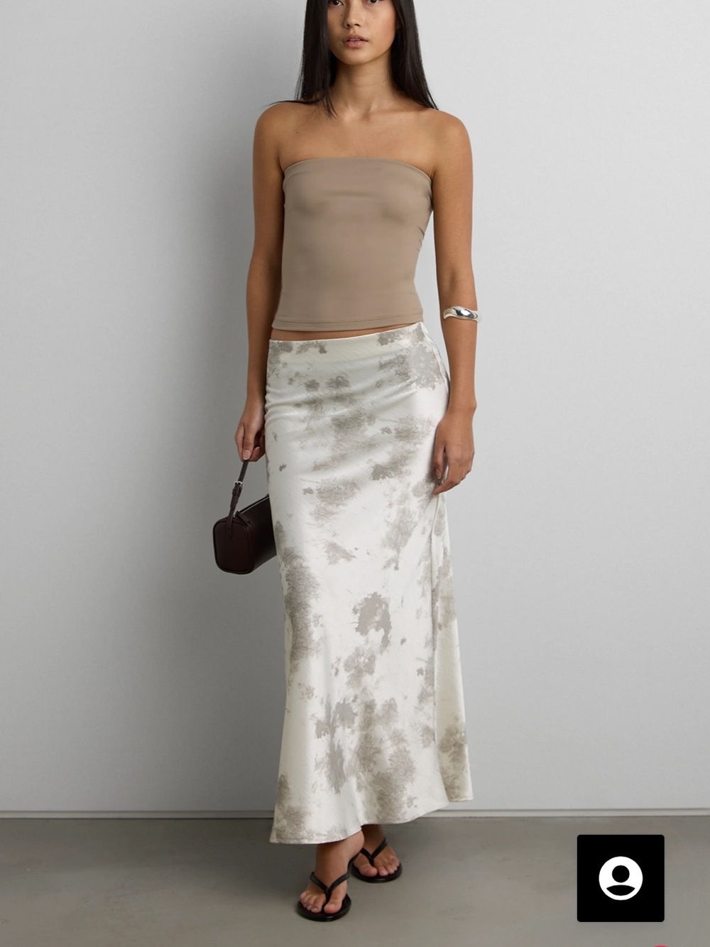 Oak+Fort marble print satin skirt. M